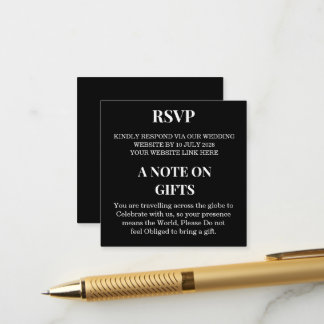 Informações Simples Cartão de RSVP de Casamento Elegante e Min