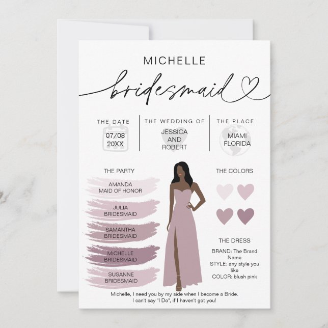 Informações sobre Bridesmaid Cartão de identidade  (Frente)