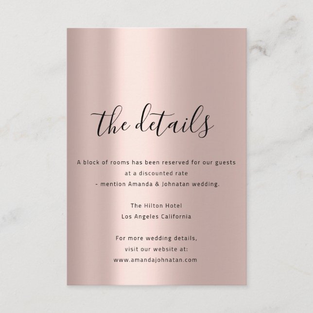 Informações sobre detalhes de casamento do cartão  (Frente)