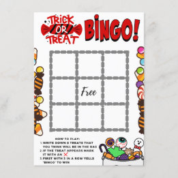 Informações Trick ou Tratar Cartão de Gabinete Bingo