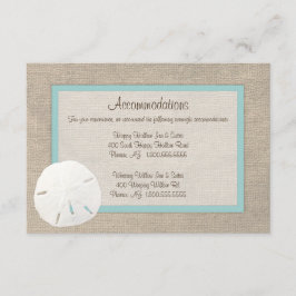 Informações Turquesa do cartão de alojamento em praia de Sand 