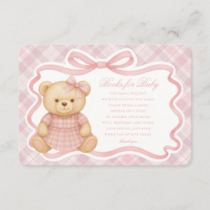 Informações Urso com Laço Coquete Rosa Cartão de Livros Xadrez