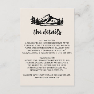 Informações Vintage Wilderness - Cartão Detalhado de Casamento