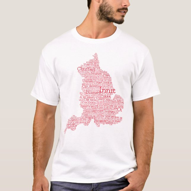 Inglaterra Slang British Word Art Map T-Shirt (Frente)