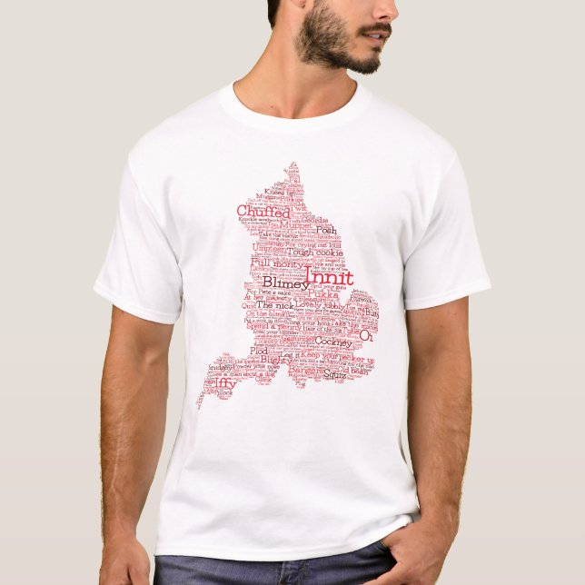 Inglaterra Slang British Word Art Map T-Shirt (Frente)