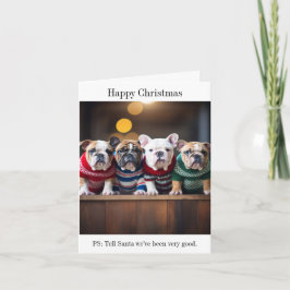 Inglês Buldogue Puppies Cartão de Natal