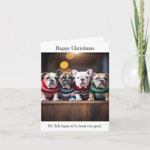 Inglês Buldogue Puppies Cartão de Natal