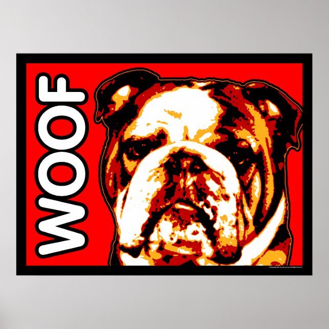 Inglês Buldogue WOOF Poster (Frente)