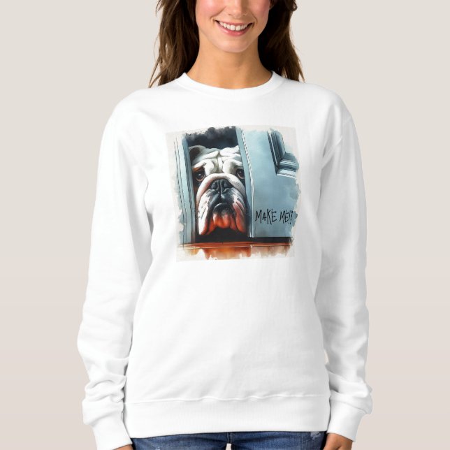 Inglês Bulldog Me Faz! Camiseta Doce Para Mulheres (Frente)