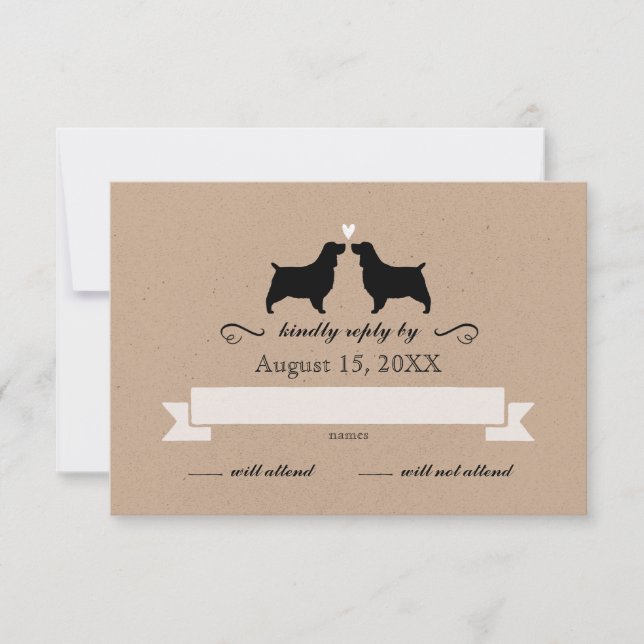 Inglês Springer Spaniel Silhouettes Casamento RSVP (Frente)