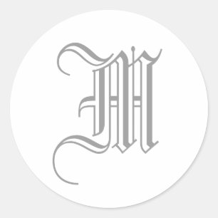 Inglês velho cinzento da etiqueta do monograma da