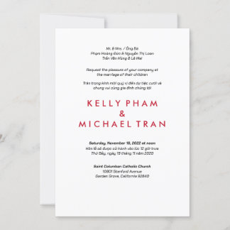 Inglês, Vietnamita - Design moderno convite
