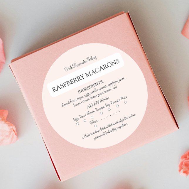 Ingrediente rosa esbranquiçado e etiqueta de Comid (Criador carregado)