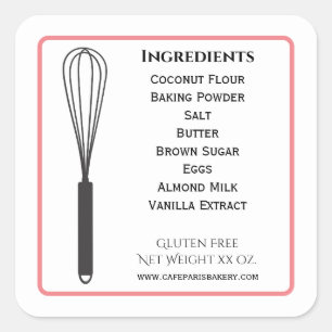 Ingredientes de etiquetas de produtos para panific