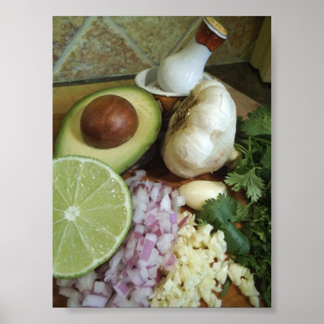 Ingredientes de Guacamole frescos Poster (Frente)
