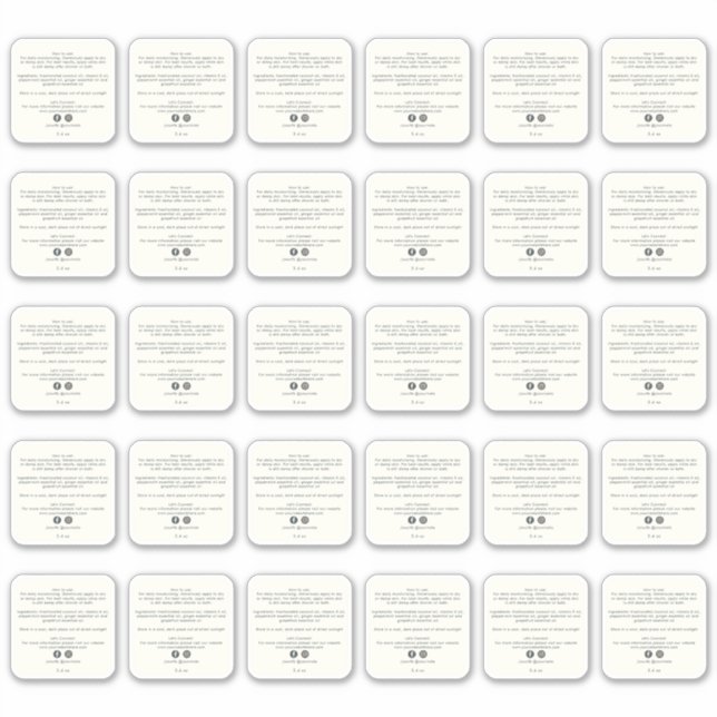 Ingredientes de Produtos de Beleza Adesivo de 2 po (Frente)