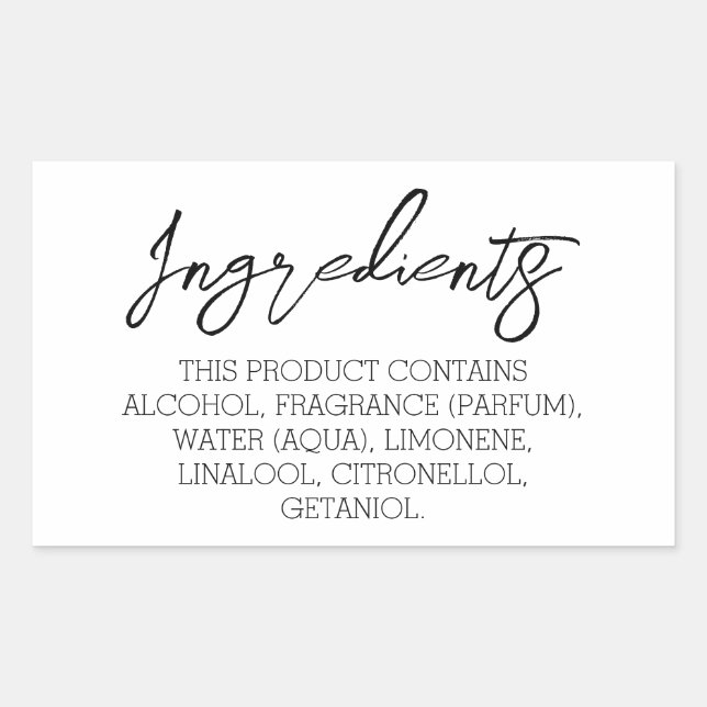 Ingredientes Etiquetas de produto (Frente)