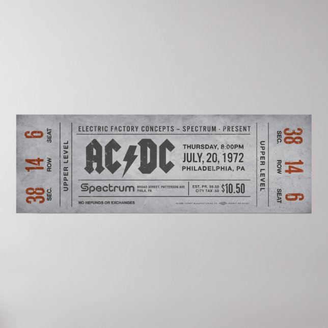 Ingresso de Concerto AC/DC – Impressão de Arte de  (Frente)