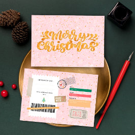Ingresso de Presente com Padrão de Natal Rosa Dour