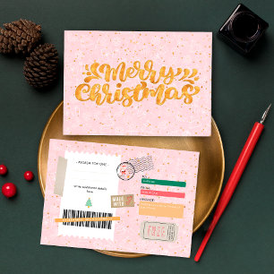 Ingresso de Presente com Padrão de Natal Rosa Dour