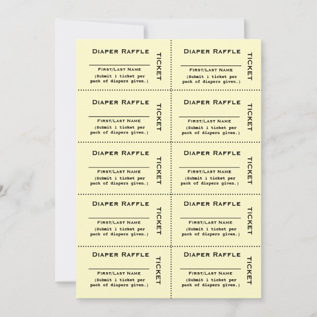Ingressos da Rifa de Fraldas Convite Amarelo (Frente)