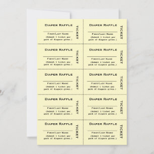 Ingressos da Rifa de Fraldas Convite Amarelo
