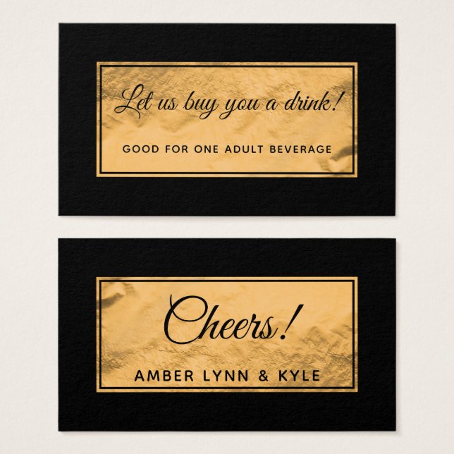 Ingressos de Bebida com Crachá de Faux Dourado sob (Frente & Verso)