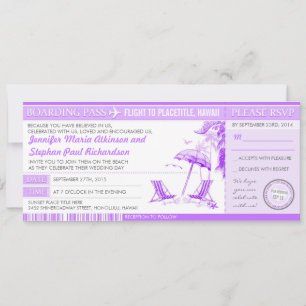 ingressos de embarque roxo convites para casamento