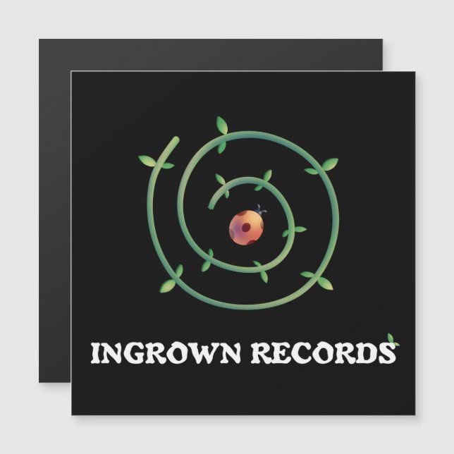 Ingrown Records Ladybug Spiral Magnet Card Black (Frente/Verso)