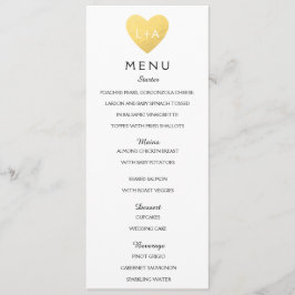 Iniciais cardíacas Elegante do Menu Casamento