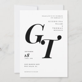 Iniciais Clássicos | Casamento Moderno Negro e Bra