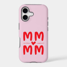 Iniciais da Mãe Coração Rosa Design Minimalista