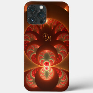 Iniciais de Arte Fractal Vermelha Abstrato Laranja