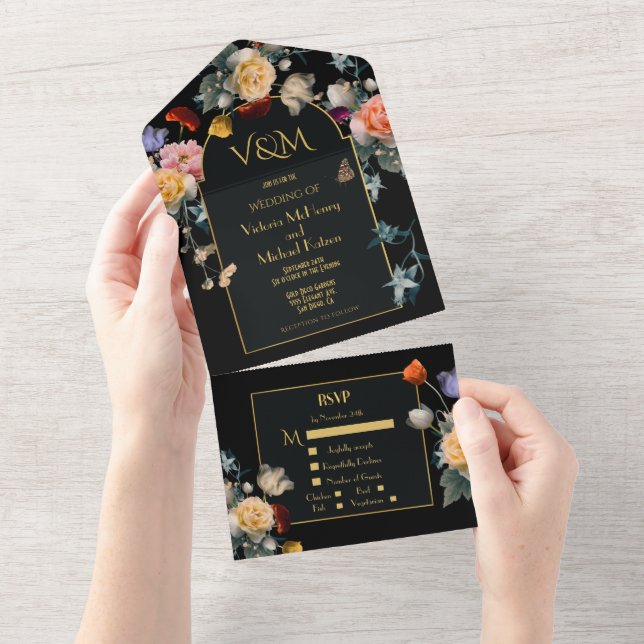Iniciais de Casamento Dark & Moody com Flores Hola (Tearaway)