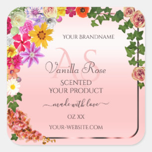 Iniciais de Etiquetas de Produto de Pastel Floral