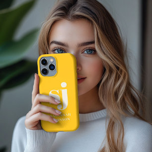 Iniciais de monograma amarelo brilhante elegante