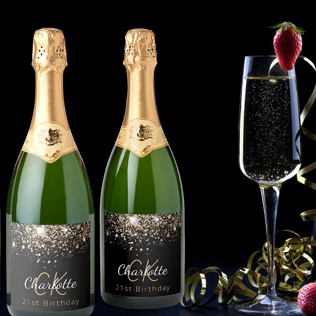 Iniciais de monograma de ouro preto de aniversário (Criador carregado)