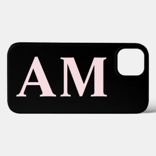 Iniciais de Monograma Preto Cor-de-rosa com Na mod