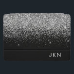Iniciais de Nome de Rapariga de Monograma preto-pr<br><div class="desc">Mala de Laptop de Nome da Folha de Silver e Folha Negra Folha Metálica Glitter Monograma. Isto faz o doce e perfeito aniversário de 16 anos,  casamento,  chá de panela,  aniversário,  chá de fraldas ou festa de solteira presente para alguém que ama luxo de luxo e estilos quíticos.</div>