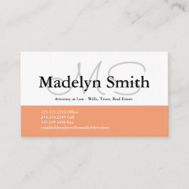 Iniciais de Pêssego Moderno Negrito - Cartão de vi