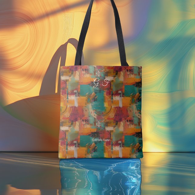 Iniciais de Tote Bag Personalizada Abstrato Colori (Criador carregado)
