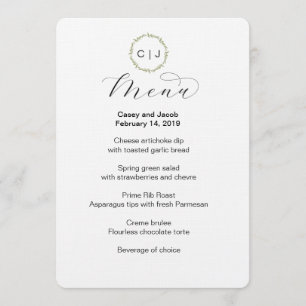 Iniciais do monograma que Wedding ou menu do