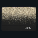 Iniciais Douradas de Monograma Girly Glitter Negra<br><div class="desc">Mala de Laptop do Monograma do Minograma do Folheto Metálico Dourado e Preto. Isto faz o doce e perfeito aniversário de 16 anos,  casamento,  chá de panela,  aniversário,  chá de fraldas ou festa de solteira presente para alguém que ama luxo de luxo e estilos quíticos.</div>