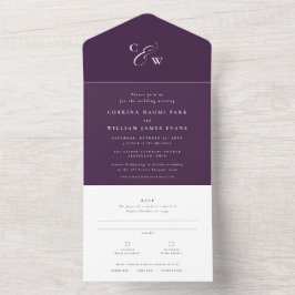 Iniciais elegantes, casamento roxo, ameixa, no out