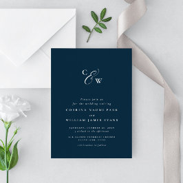 Iniciais elegantes convite para casamento simples 