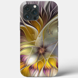 Iniciais Fractais Modernos de Flor Colorida abstra