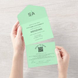 Iniciais Minimalistas Casamento Verde Mint