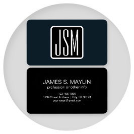 Iniciais Modernos Monogramados | Preto & Branco