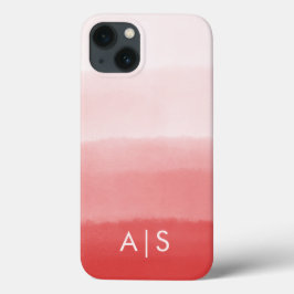 Iniciais Monogramadas Elegantes Coral Vermelho Omb
