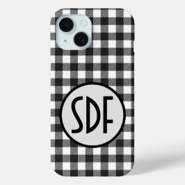 Iniciais Monogramadas Preto Branco Xadrez Búfalo